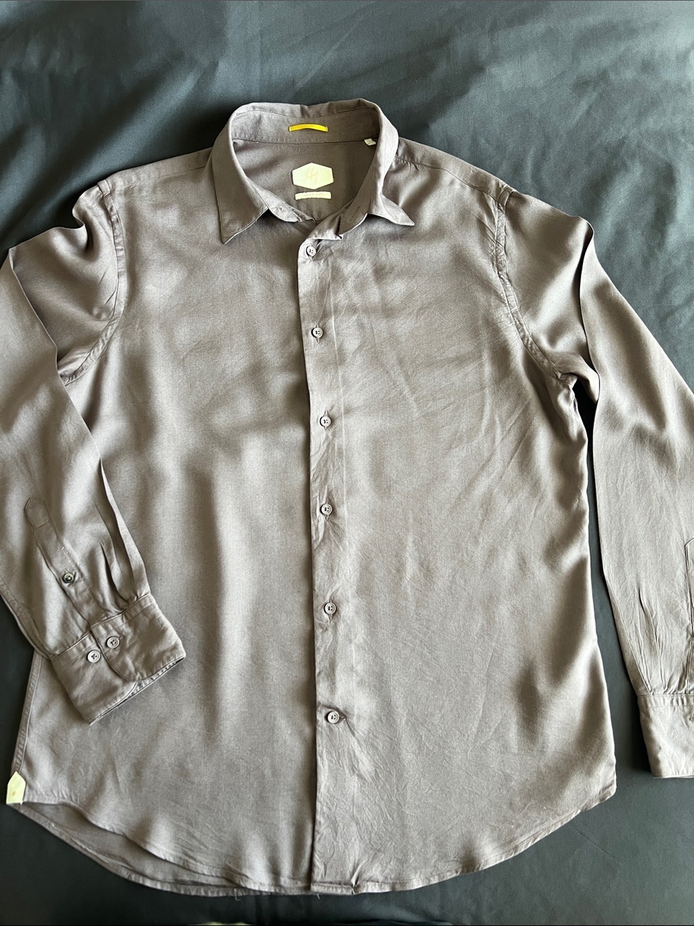 Rare Rabbit Men's Taupe Long-Sleeve Dress Shirt